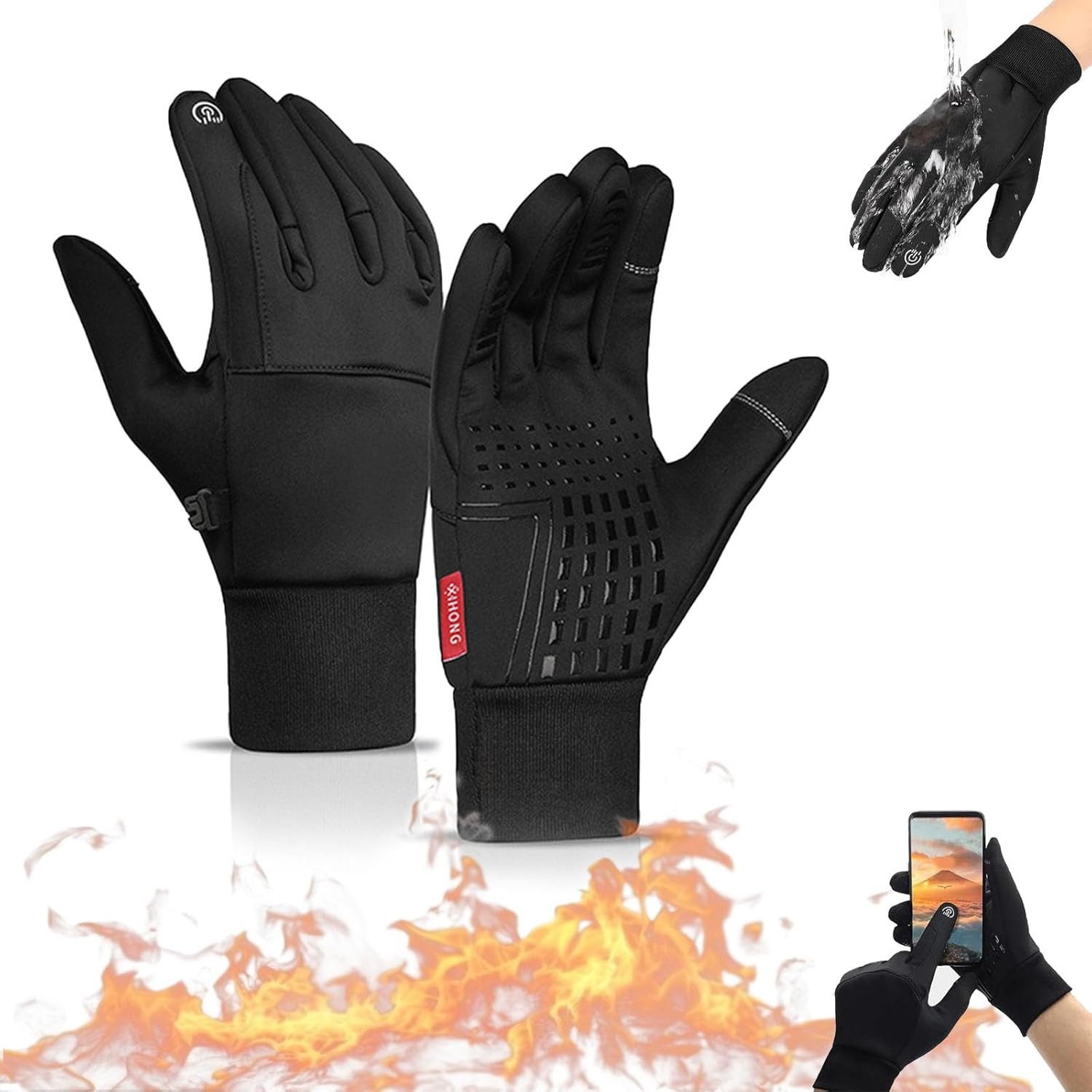 nsihing Fahrradhandschuhe Damen Herren Wasserdicht Winterhandschuhe Touchscreen Sporthandschuhe