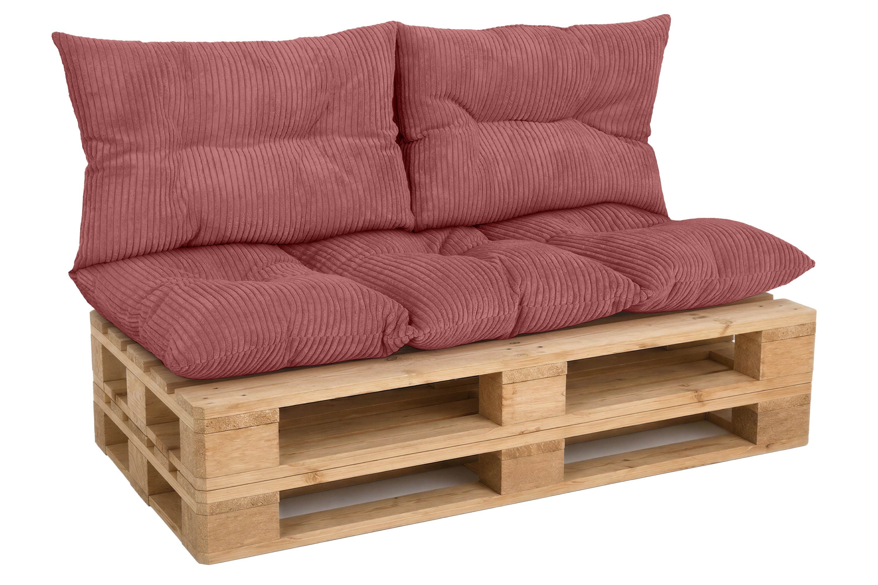 Amilian Palettenkissen Set 3-teilig Palettenauflagen für Europaletten, Balkon, Terrasse, Sitzkissen 120x60 cm + 2x Kissen 40x60 cm