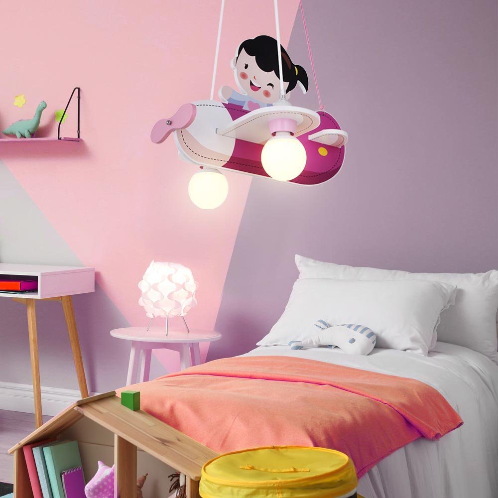 Globo Dekolicht, Leuchtmittel nicht inklusive, Hängeleuchte Flugzeug pink Kinderleuchte hängend Kinderzimmer | Leuchtfiguren