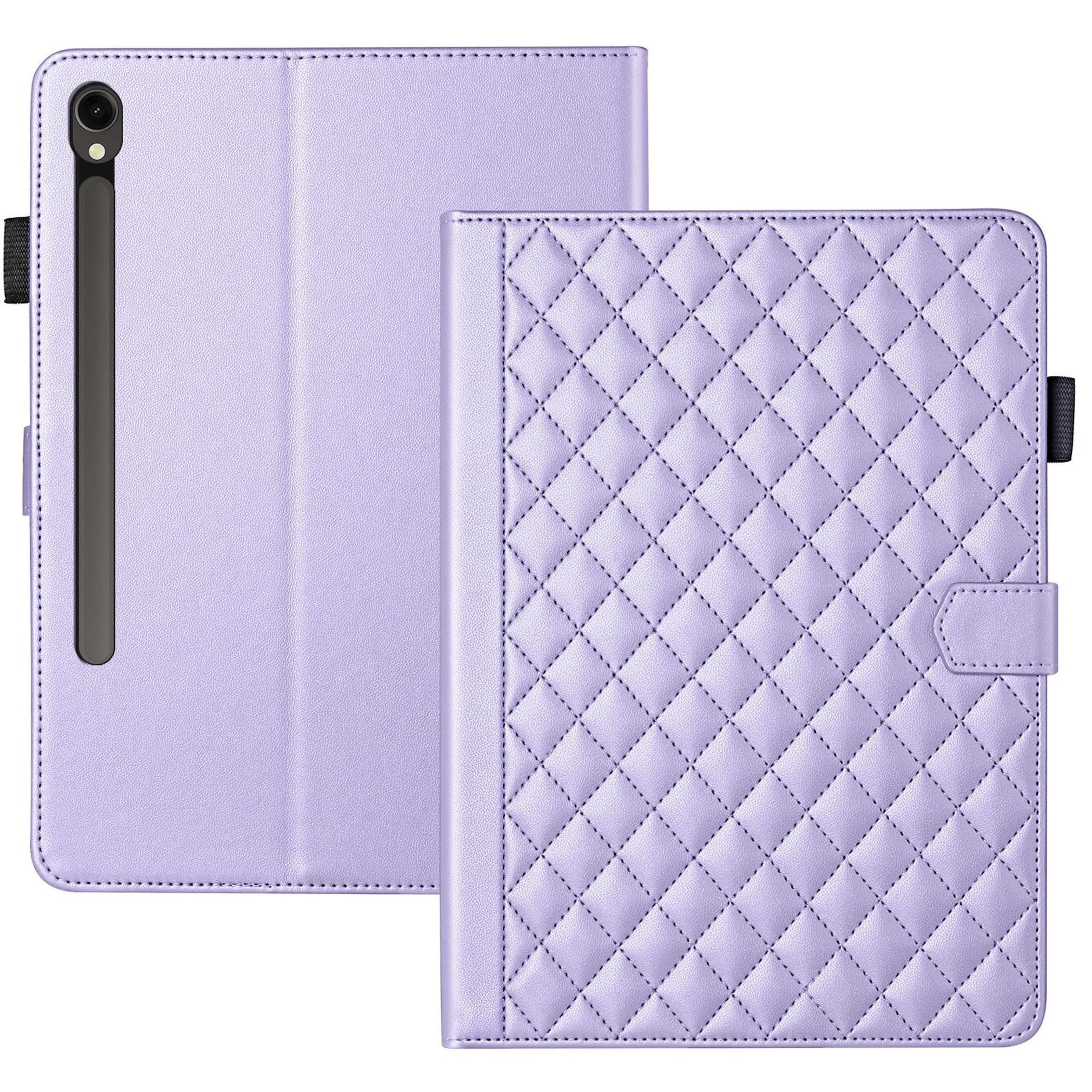 Wigento Tablet-Hülle Für Samsung Galaxy Tab S10 FE Plus Rhombus Kunstleder Hülle Lila, Kunstlederhülle mit Rhombus-Textur und Standfunktion