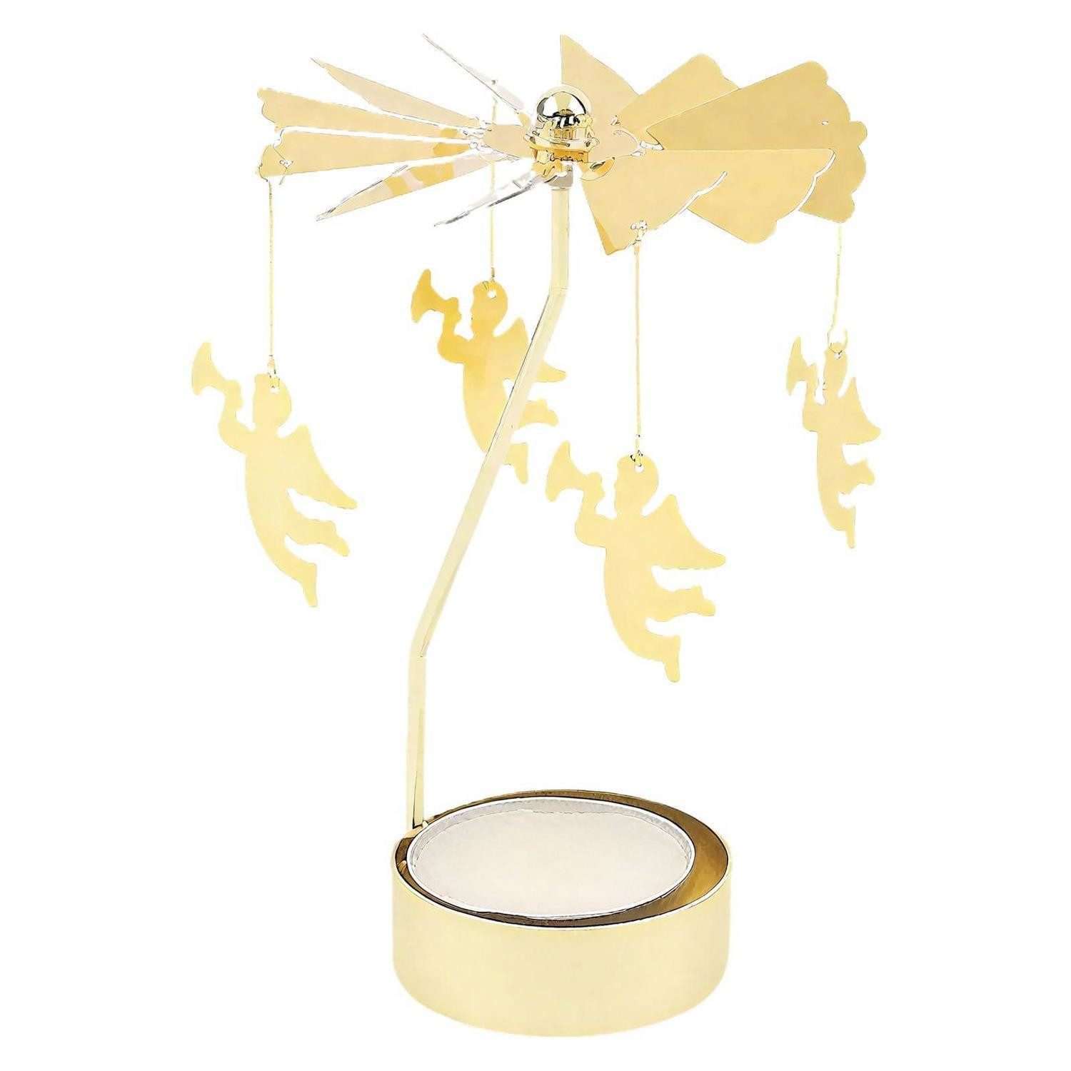 LuxusKollektion Teelichthalter Kerzenhalter Engel rotierend gold (1 St)