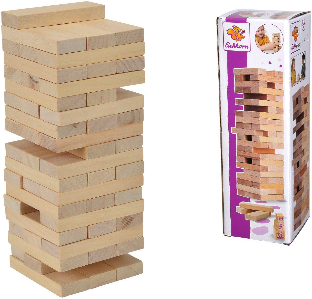 Eichhorn Spiel Wackelturm Holz, Stapelspiel