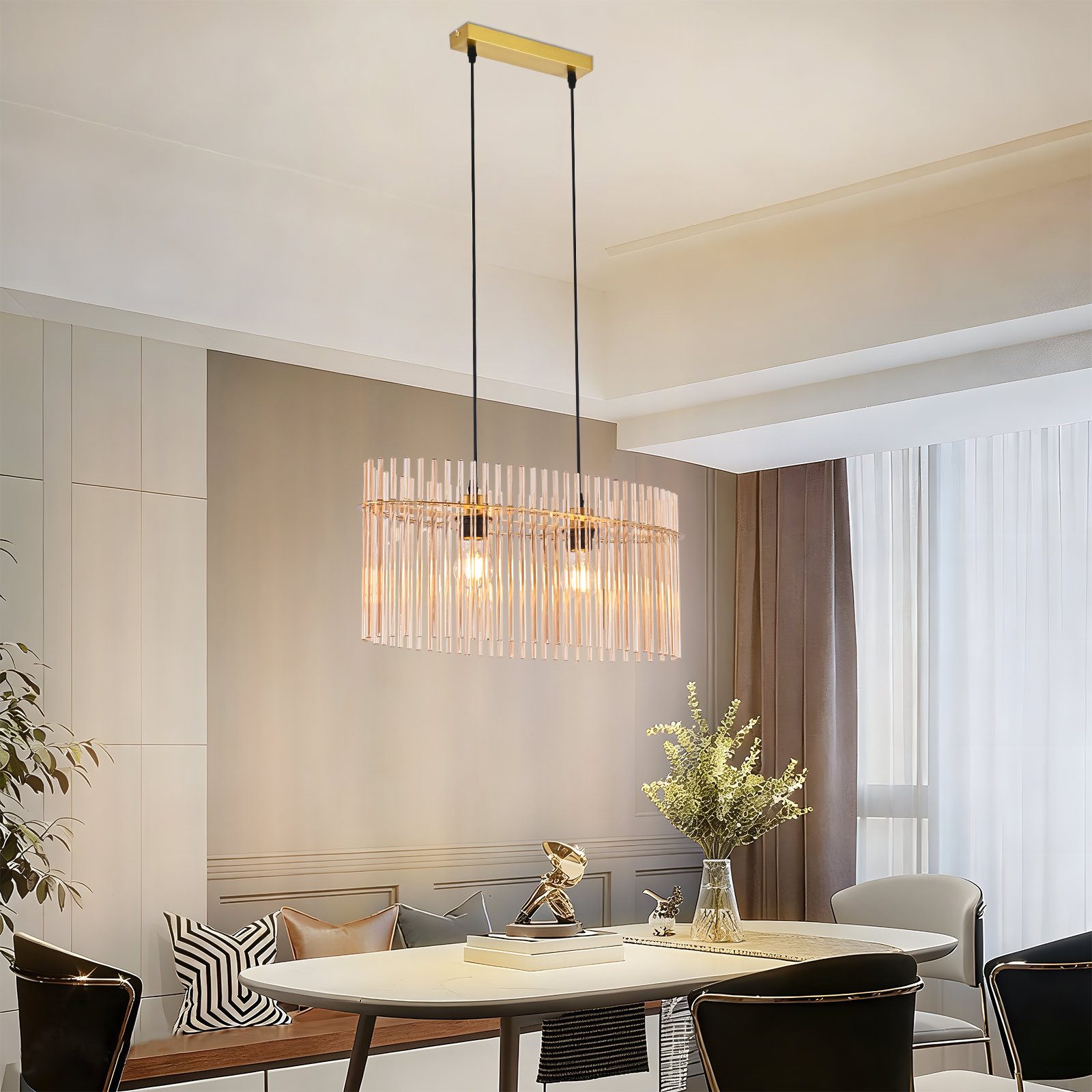 ZMH Pendelleuchte E27 2/3/5 Flammig Hängeleuchte Esstisch Hängelampe Küche, ohne Leuchtmittel, E27,höhenverstellbar, für Esszimmer Bar, Hotel – Bild 4 von 5