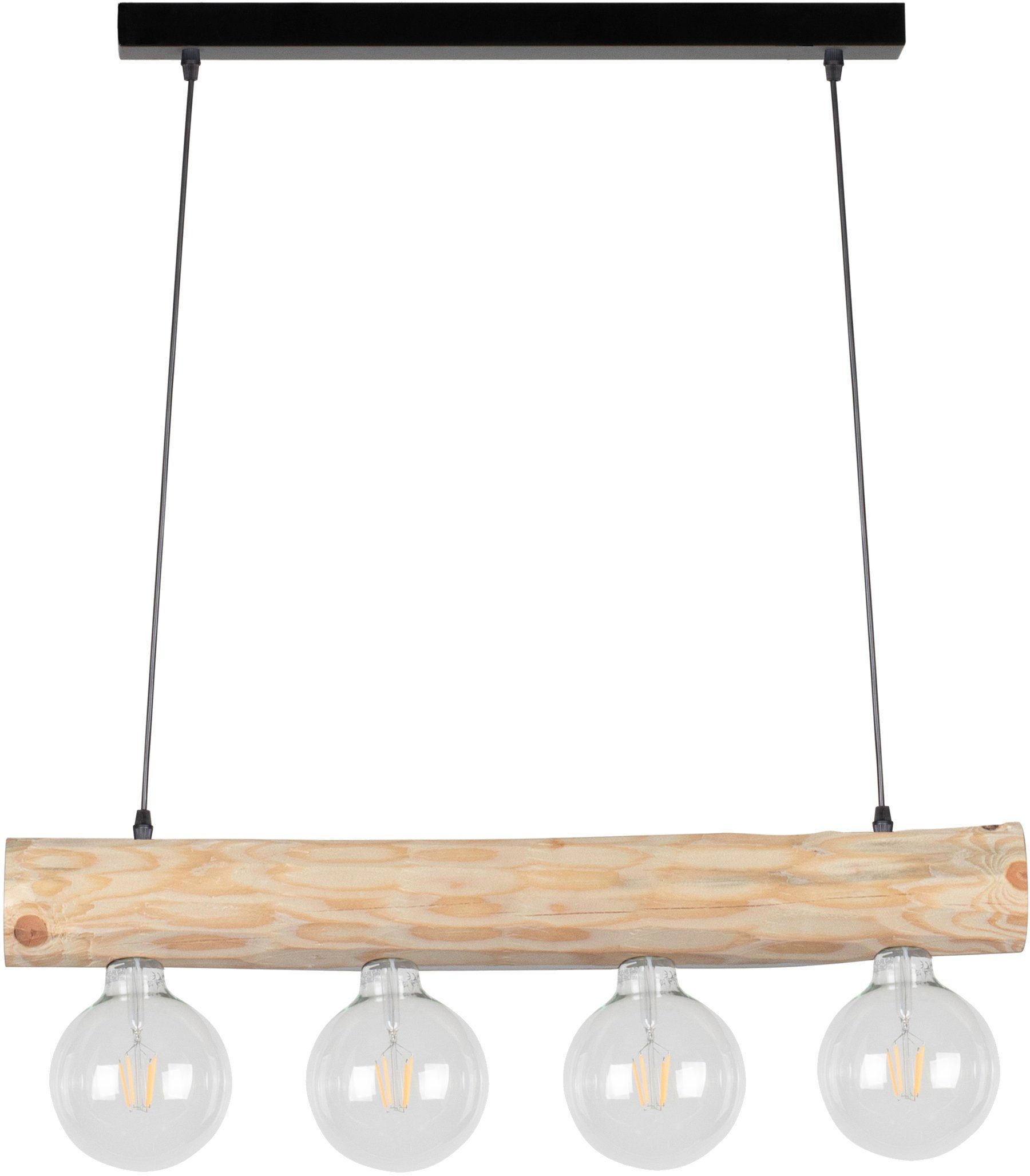 SPOT Light Pendelleuchte TRABO SIMPLE, Leuchtmittel wechselbar, Hängeleuchte, Holzbalken aus massivem Kiefernholz Ø 8-12 cm