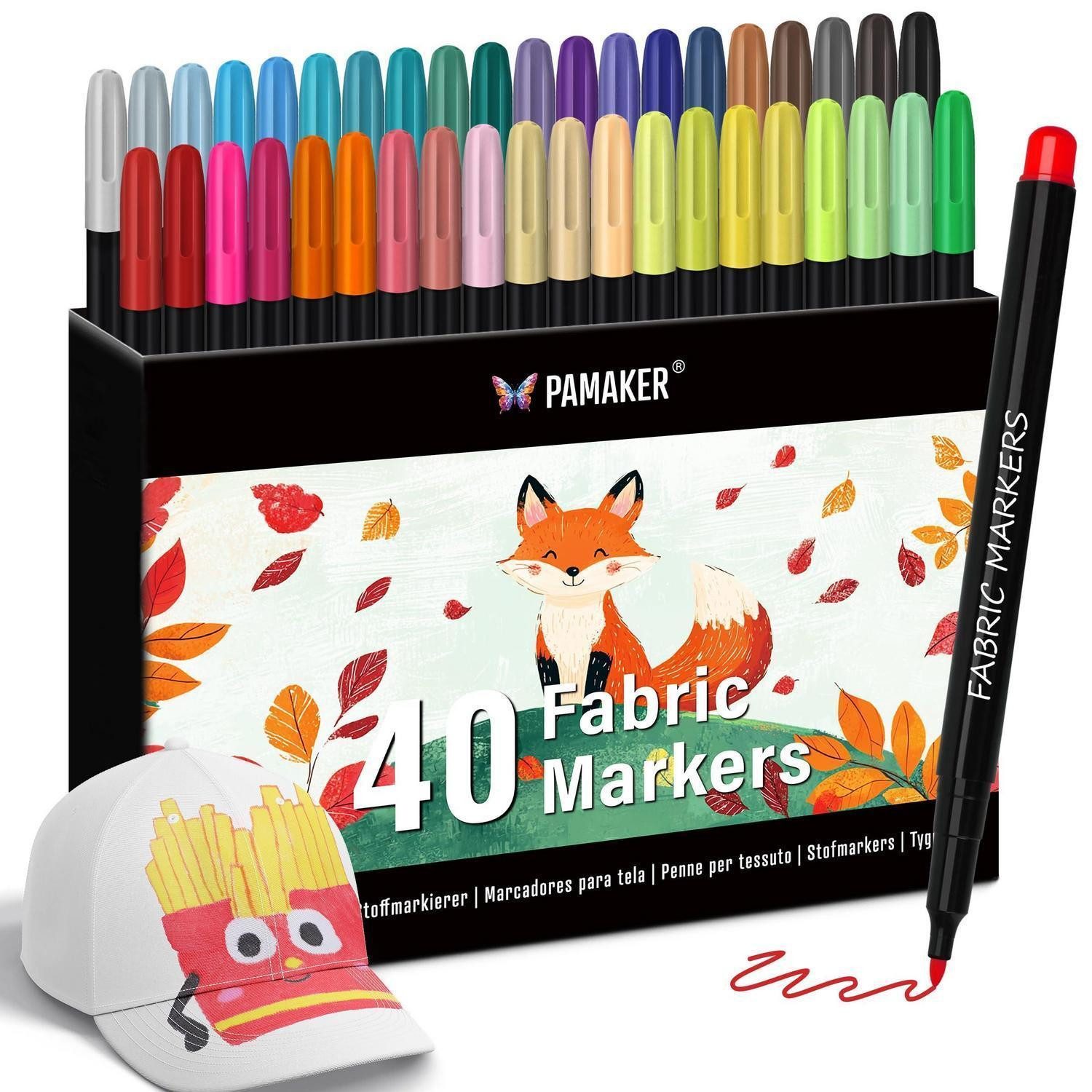 LuxusKollektion Textilmarker Textilstifte Set 40 Farben Fein Spitze Waschmaschinenfest
