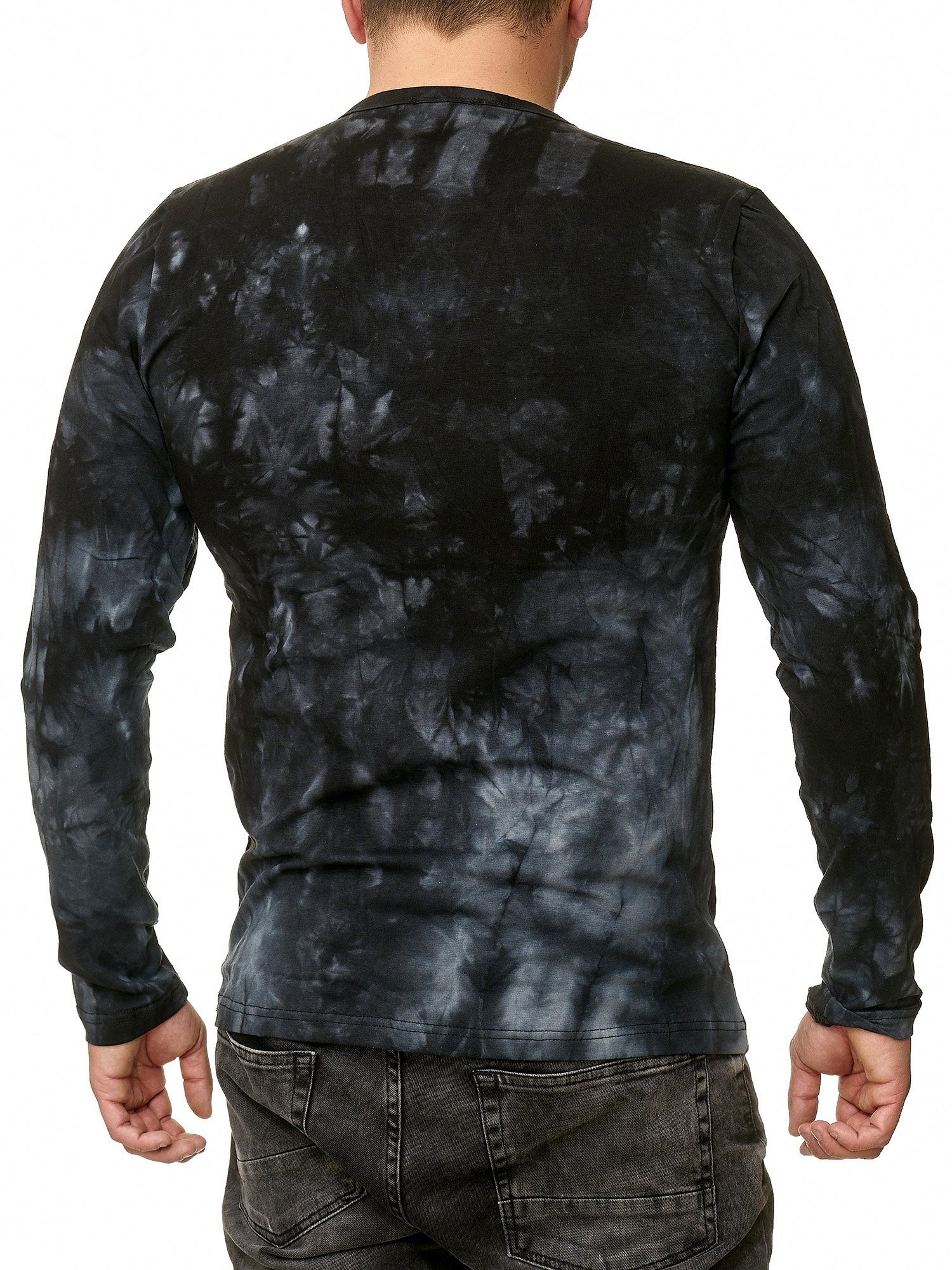 RED By EMP Herren T-Shirt Mit Schwarz-weißem Batik-Look – Regular Fit, Rundhals