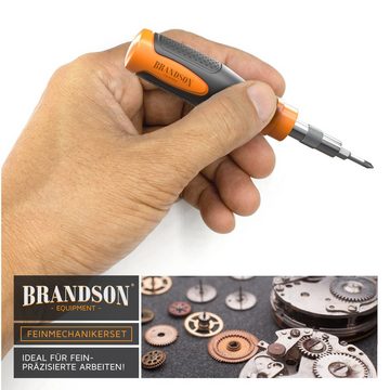 Brandson Bit-Schraubendreher Set 21-teilig, Minibits 4 mm, Schlitz, Kreuzschlitz, Inbus, Torx, Innenchsechskant, Feinmechaniker