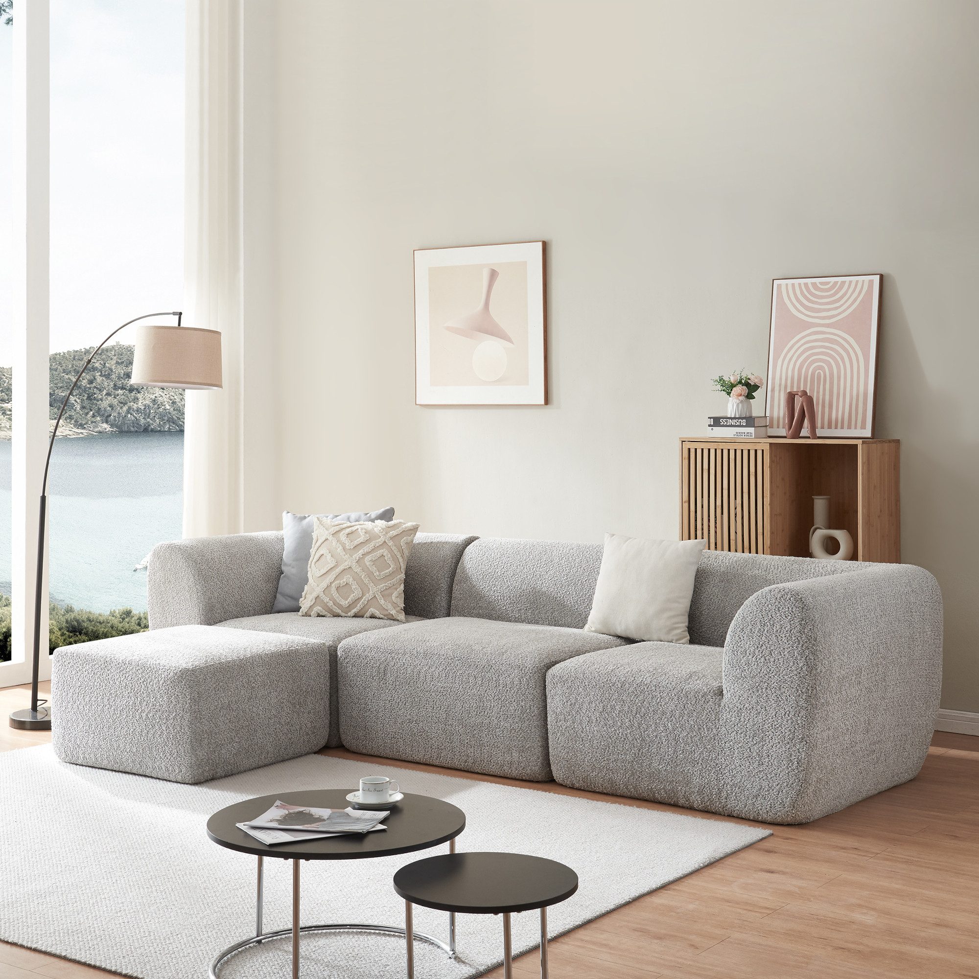 en.casa Sofa, 3-Sitzer mit Longchair »Hurvas« günstig online kaufen