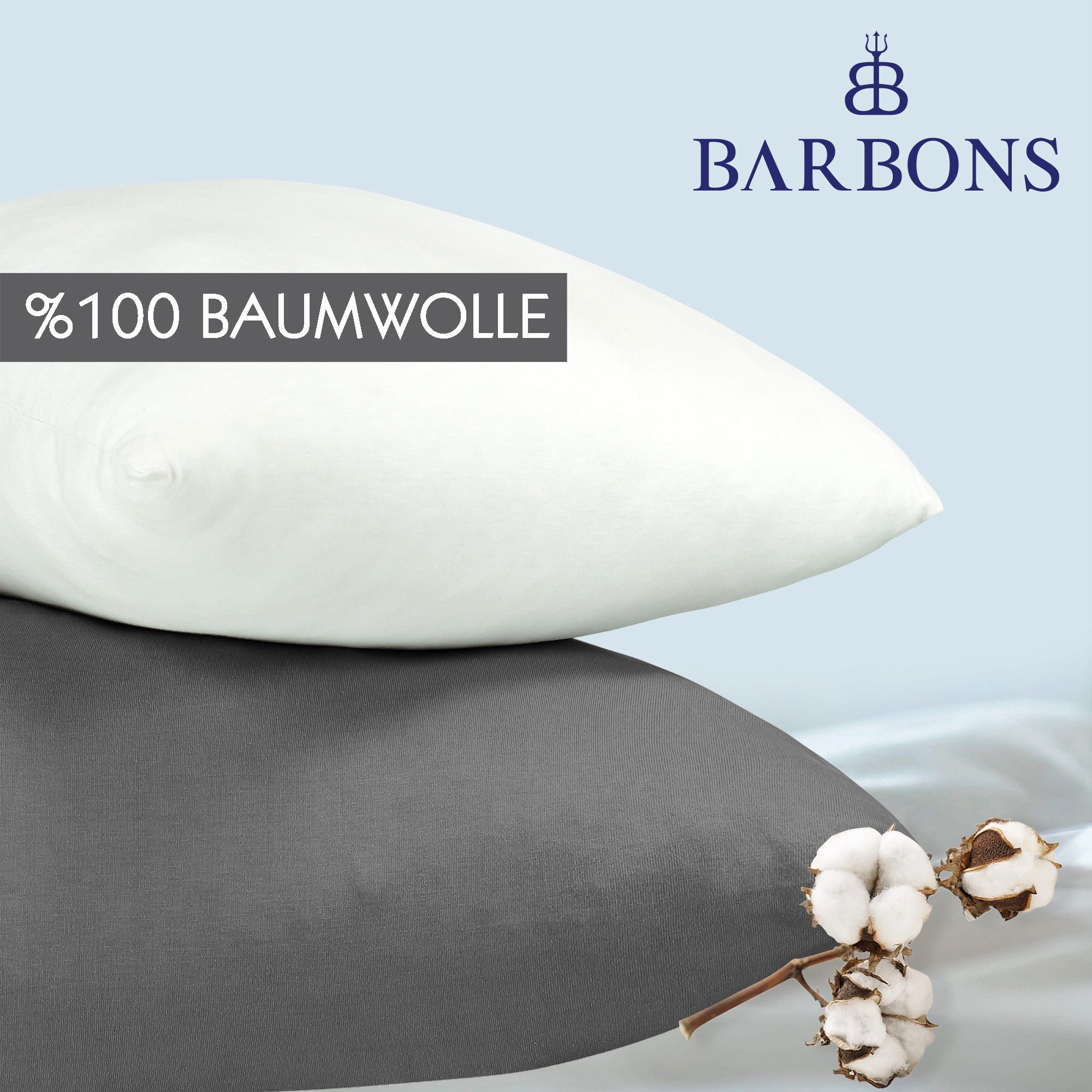 BARBONS Kissenbezug 100% Baumwolle Kissenbezug, weiche Kopfkissenbezug, Kissenhülle, (2 Stück), 165 g/m², Jersey