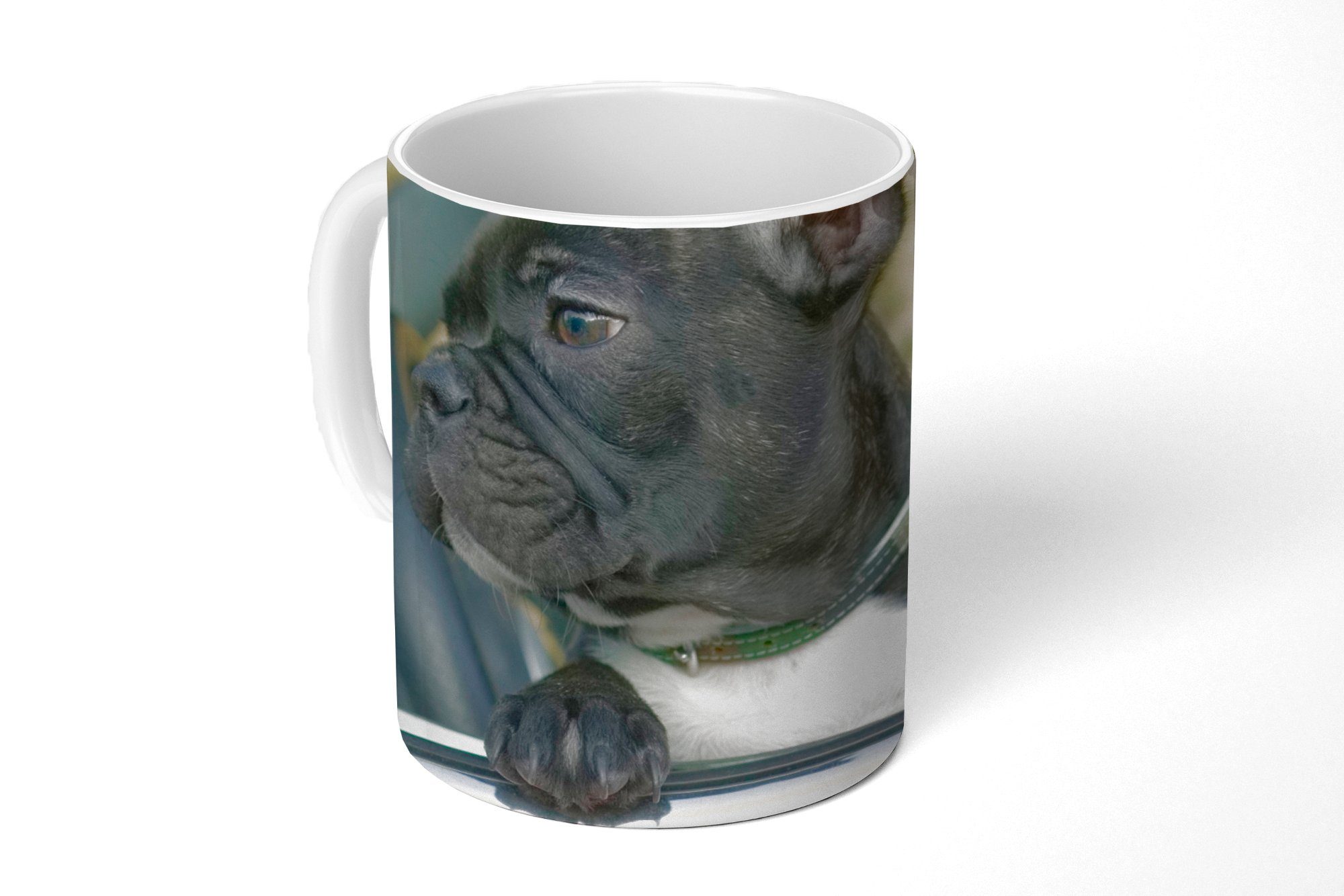 MuchoWow Tasse Französische Bulldogge - Auto - Rot, Keramik, Kaffeetassen, Teetasse, Becher, Teetasse, Geschenk