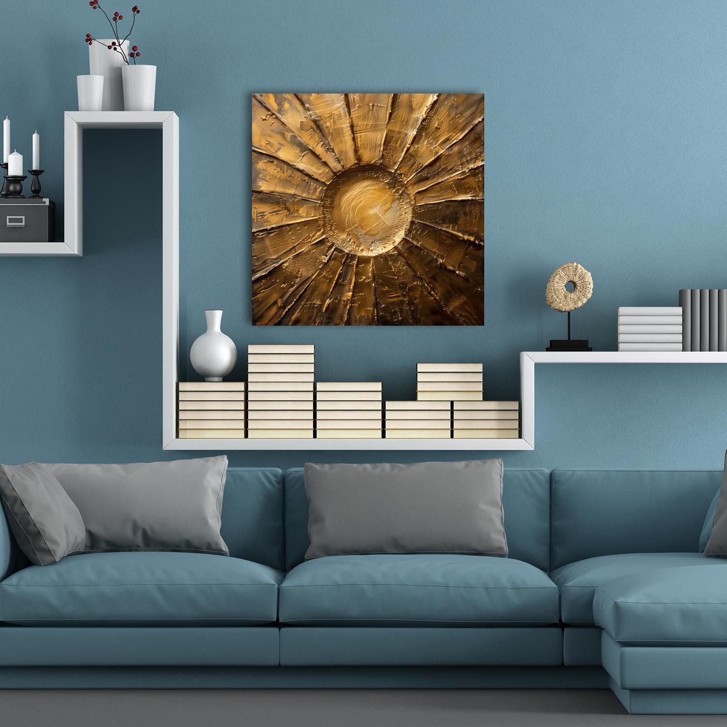 queence Acrylglasbild Goldene Sonne, Abstrakt, Abstrakte, Formen, Gemälde, Kunst, Sonnenaufgang (1 St), HD Premium Kunstdruck in Galeriequalität