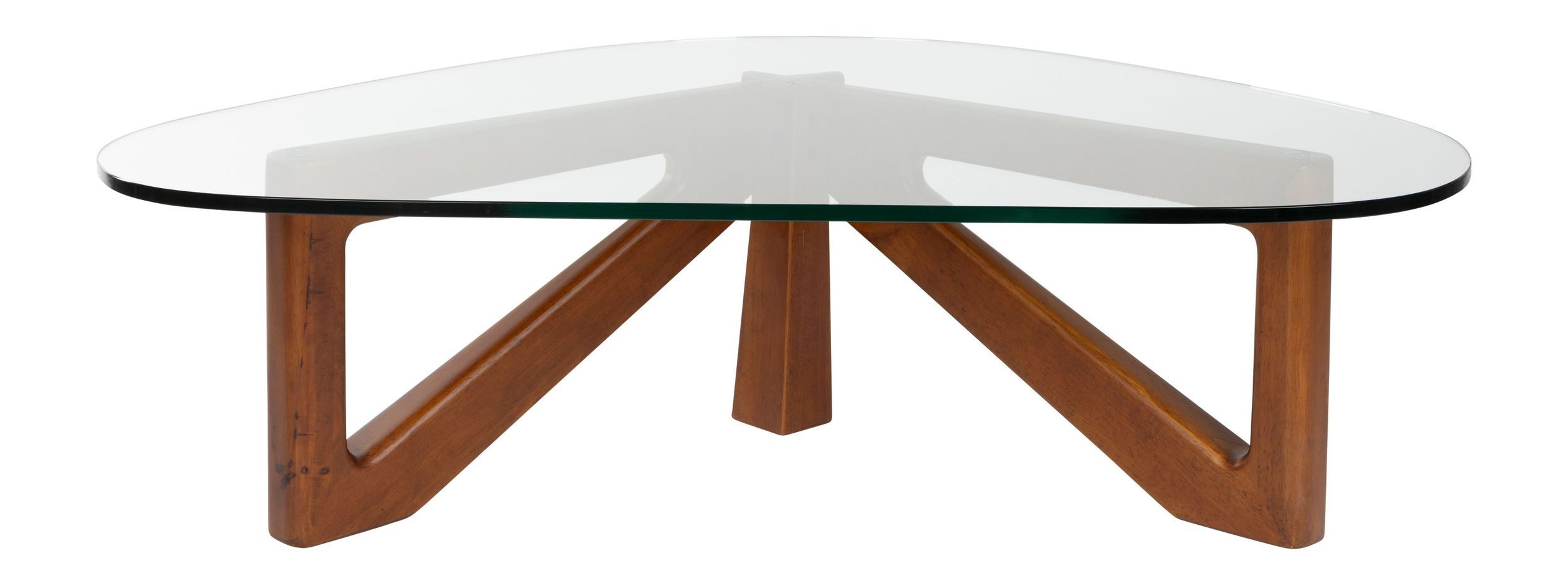 Dutchbone Couchtisch Couchtisch Norwin mit organischer Glasplatte und Holzgestell