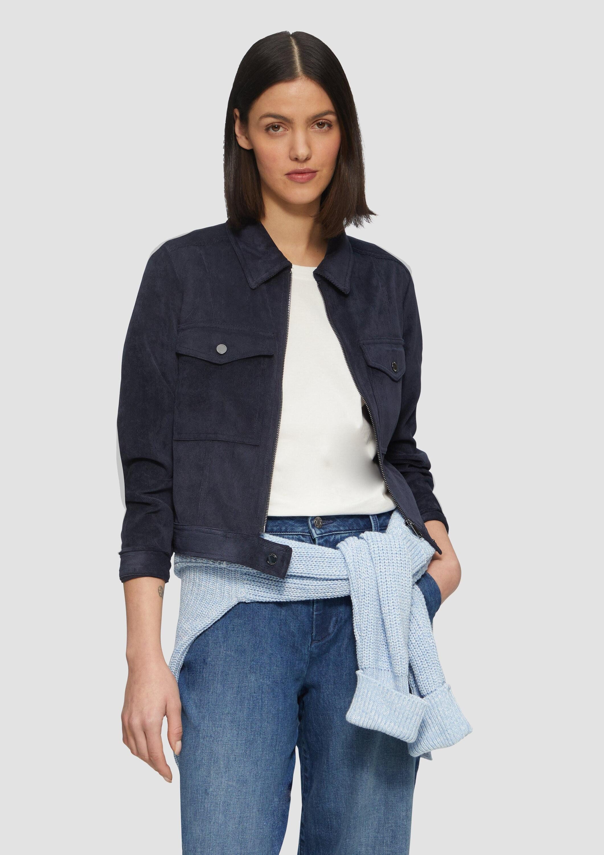 s.Oliver Funktionsjacke Indoor-Jacke Kurze Feincordjacke mit aufgesetzten T günstig online kaufen