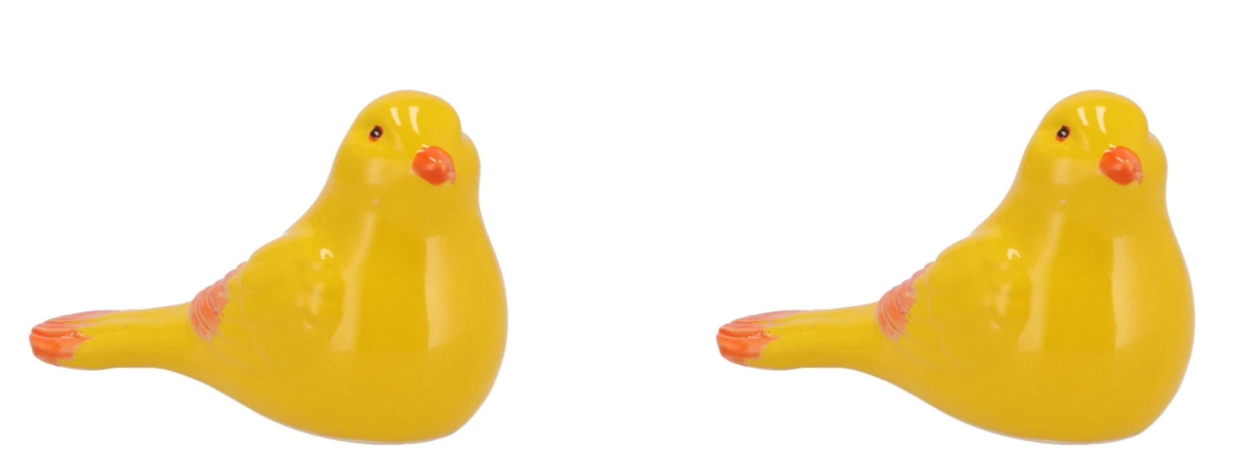Daan Kromhout Dekofigur 2er Set Vögelchen Gelb Orange Sommerlich Garten Deko 16 cm (2 St), Handmade