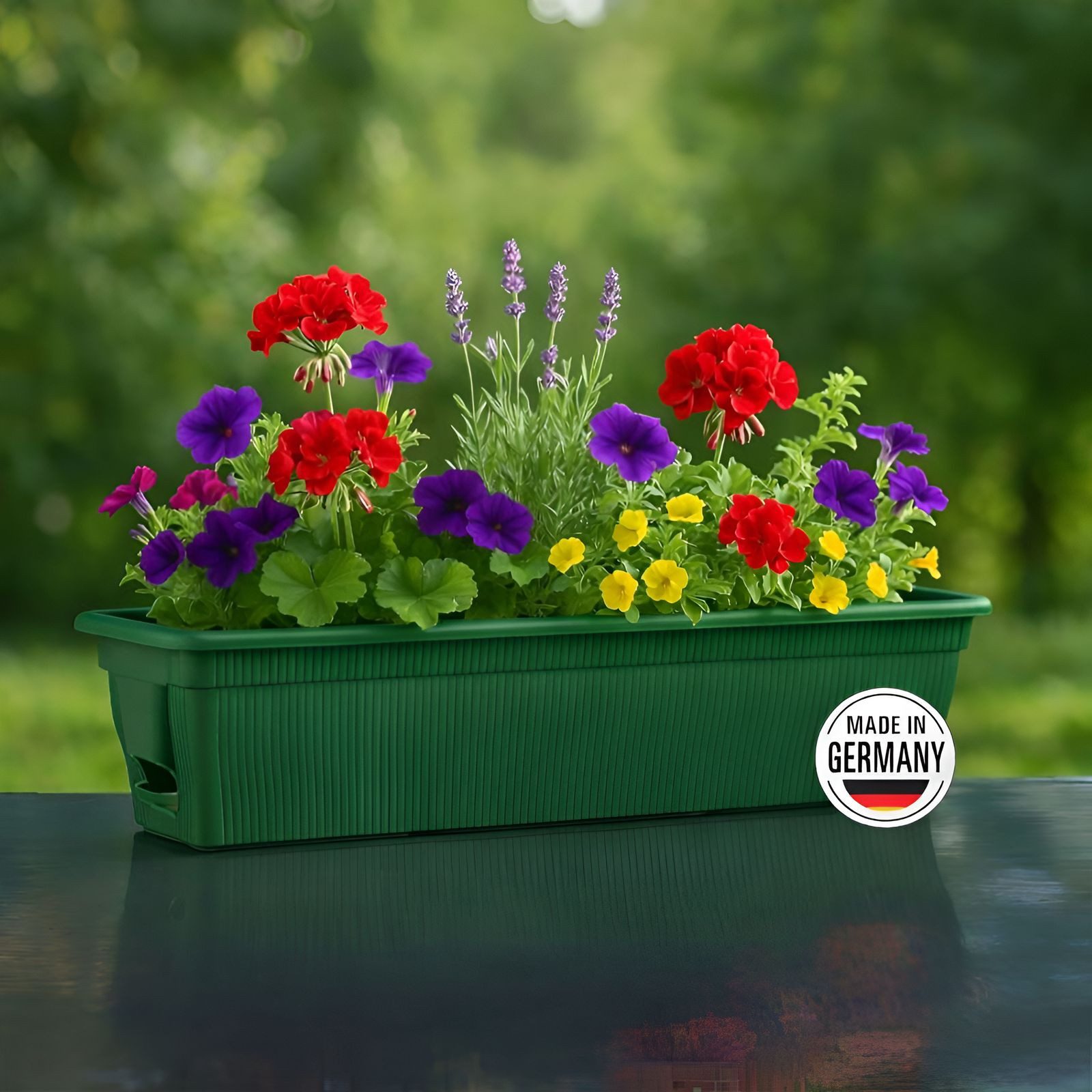 BURI Blumenkasten Blumenkasten Balkonkasten 100 Pflanzkasten stabil Wasserspeicher grün (1 St)