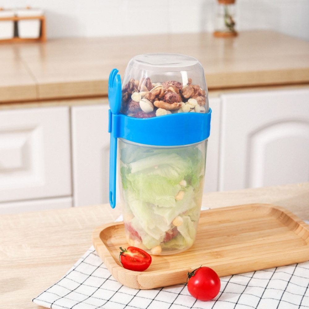 PFCTART Salatschüssel Tragbarer Salatbehälter für Gemüse und Obst, Reisebecher mit Snack-Schüsse
