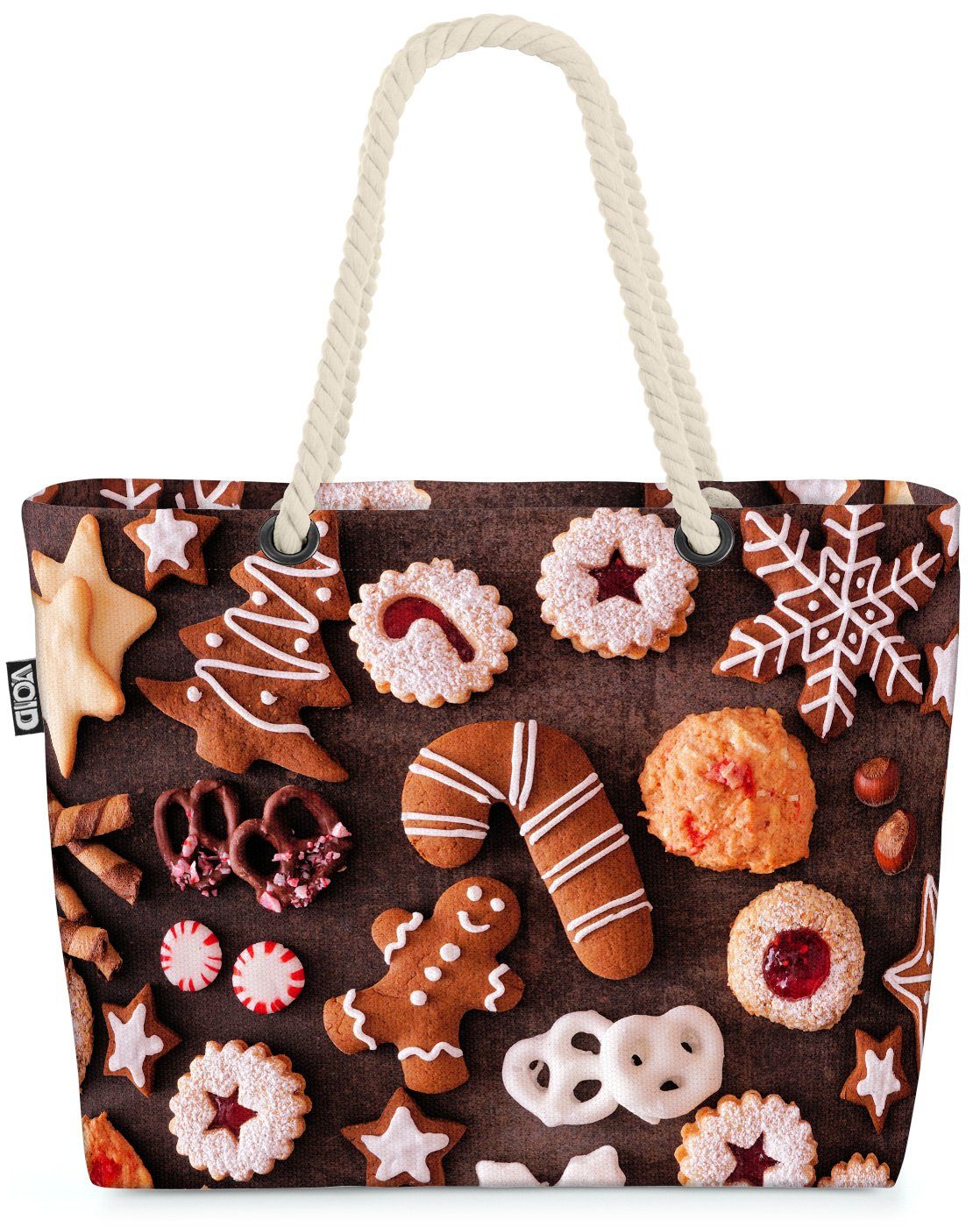 Winter Plätzchen Bag Strandtasche (1-tlg), Herbst Weihnachtsgebäck Backen Ess VOID Beach Küche Weihnachten