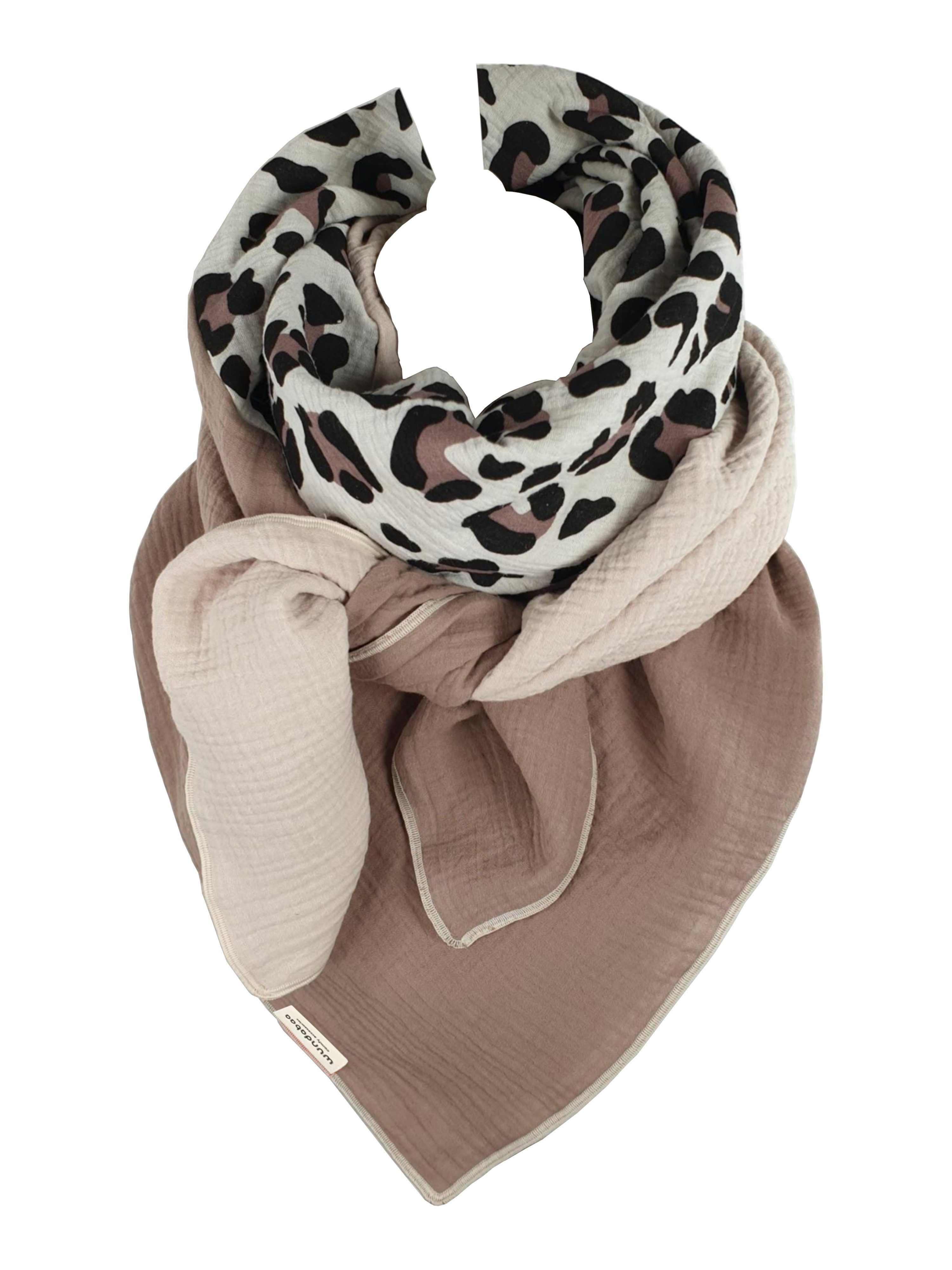 wundabaa Modetuch Musselintuch Leoprint Color Blocking günstig online kaufen