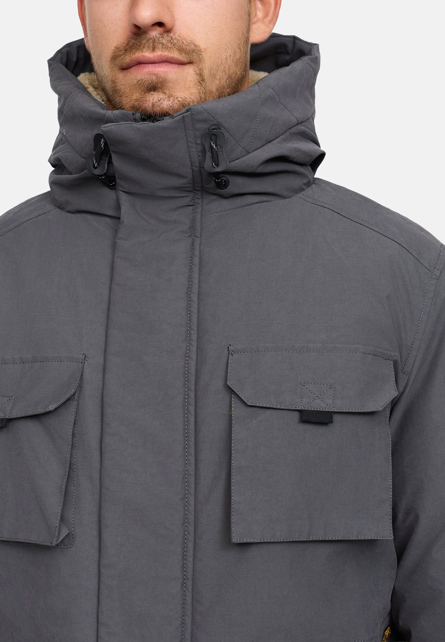 Indicode Winterjacke Herren INKristof Herrenparka Herrenjacke Langer Parka mit wärmender Wattierung