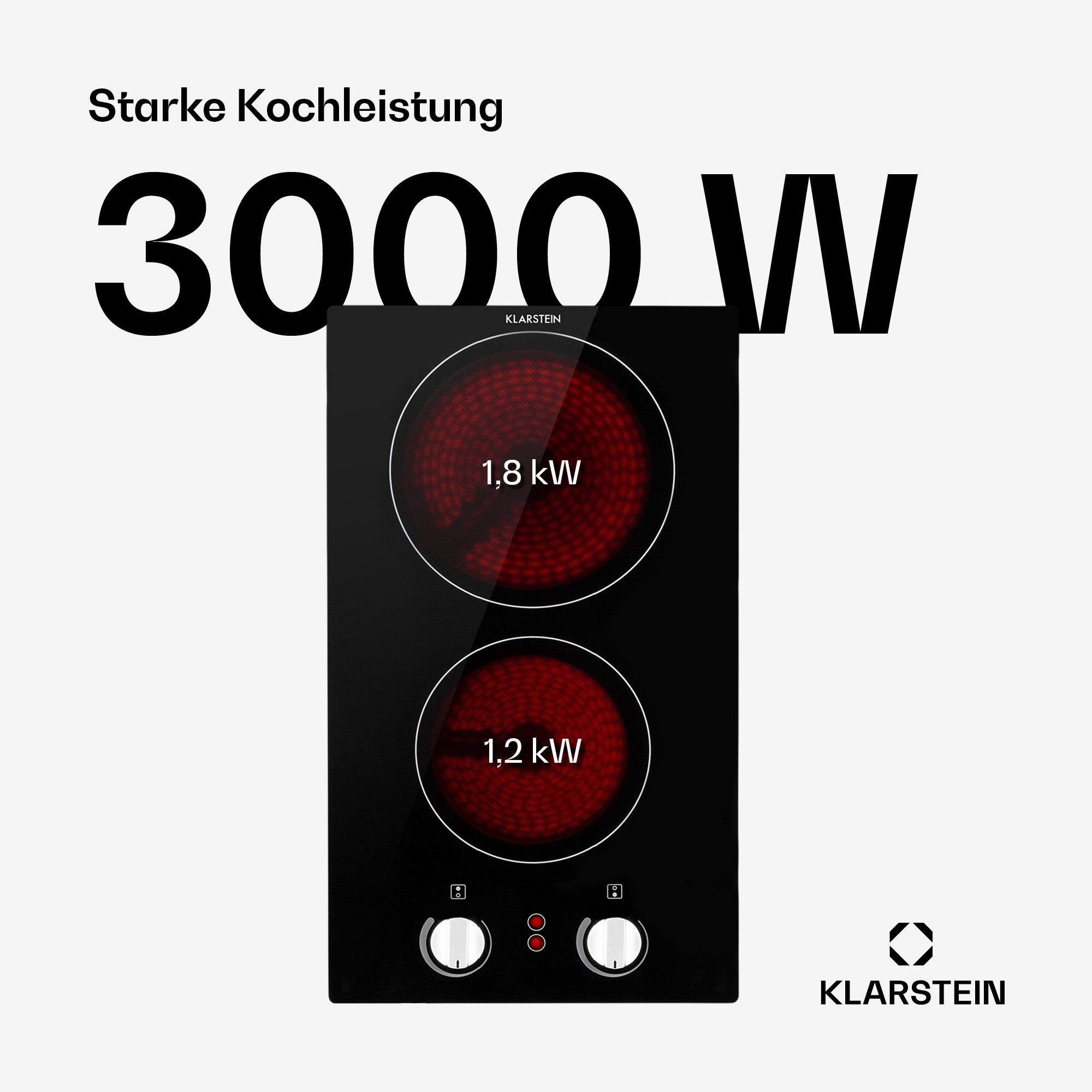 Klarstein Elektro-Kochfeld EasyCook Domino 10034603, Keramikkochfeld 3000W Drehregler schwarz – Bild 4 von 5