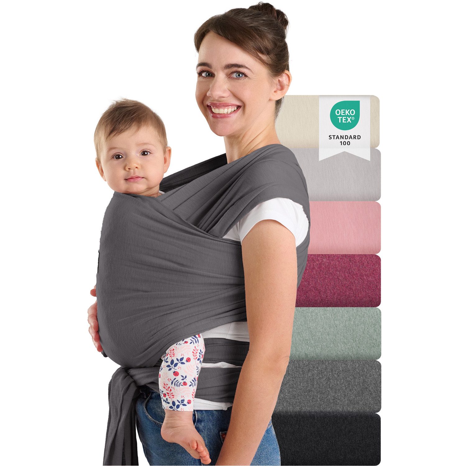 Laleni Tragetuch für Neugeborene bis 15kg - 100% weiche Baumwolle, Babytragetuch aus Baumwolle, OEKO-TEX Zertifiziert, ab Geburt geeignet