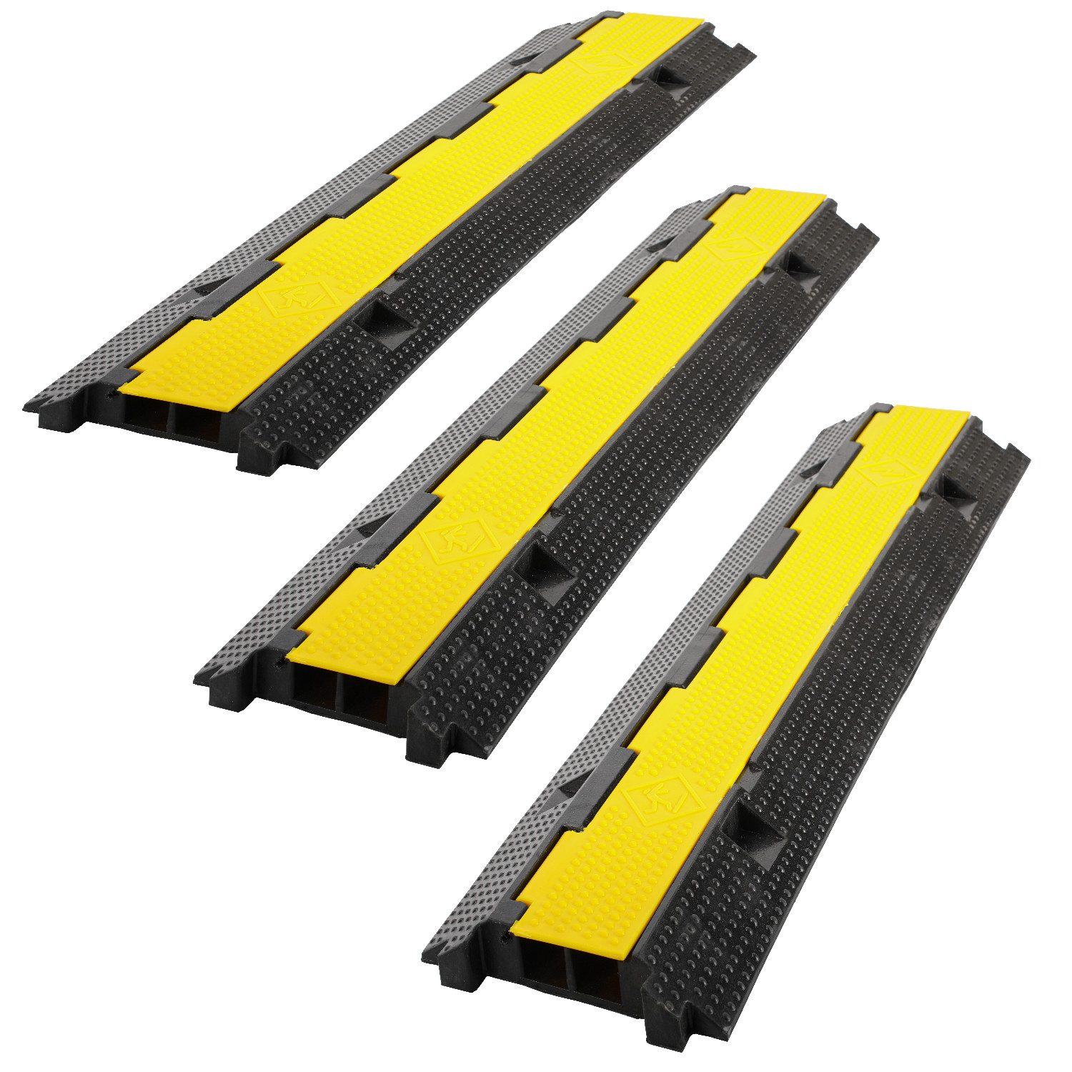 Clanmacy Kabelkanal Kabelbrücke 2 Kanal Überfahrbar Gummi Rampe Stoplerschutz 3X (3-St)