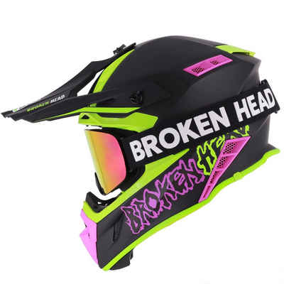 Broken Head Motocrosshelm The Hunter Light Pink (Mit MX-Struggler Pink), Sehr leicht