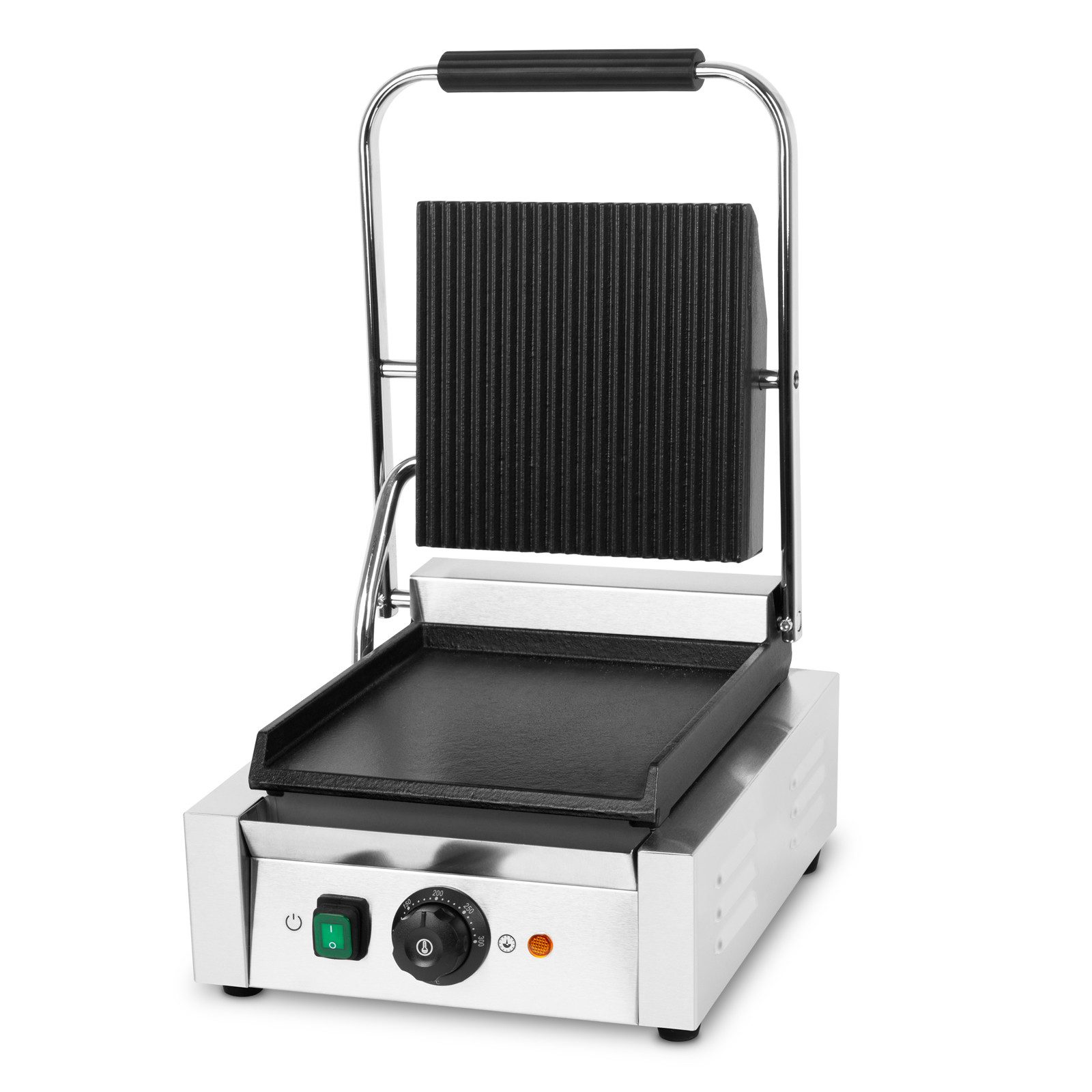 vertes Tischgrill oben gerillt/unten flach Edelstahlgehäuse, regelbar 0 ...