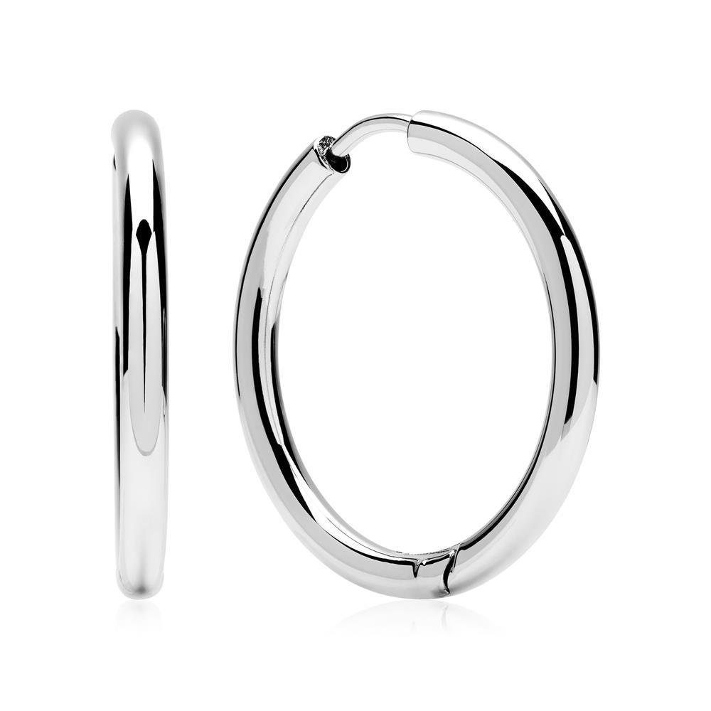 Unique Paar Creolen Schlicht aus Edelstahl in Silber 2,5 cm Durchmesser E51 günstig online kaufen