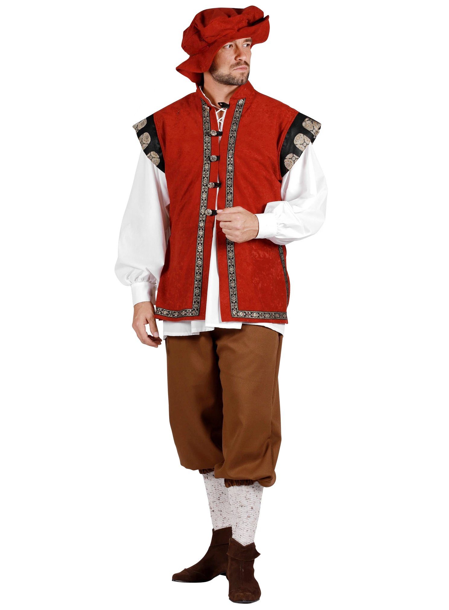 thetru Kostüm Mittelalterlicher Patrizier Kostüm, Schönes und detailliert gearbeitetes Mittelalterkostüm