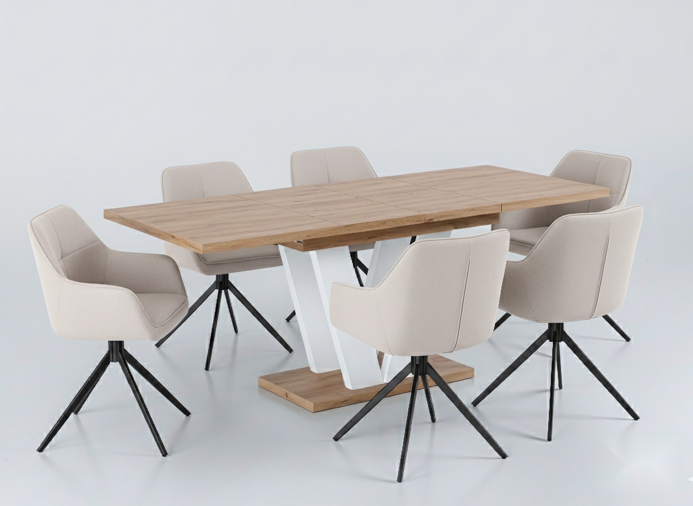 Endo-Moebel Essgruppe "Lara White" 130-210cm ausziehbar, Tischgruppe, für 6 günstig online kaufen