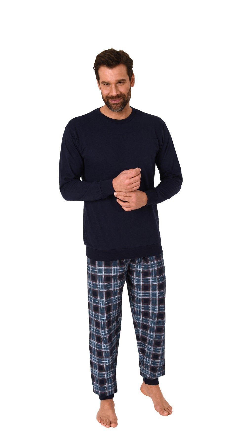 RELAX by Normann Pyjama »Herren Schlafanzug Pyjama mit Bündchen in Mix &  Match Optik mit karierter Jersey Hose« online kaufen | OTTO
