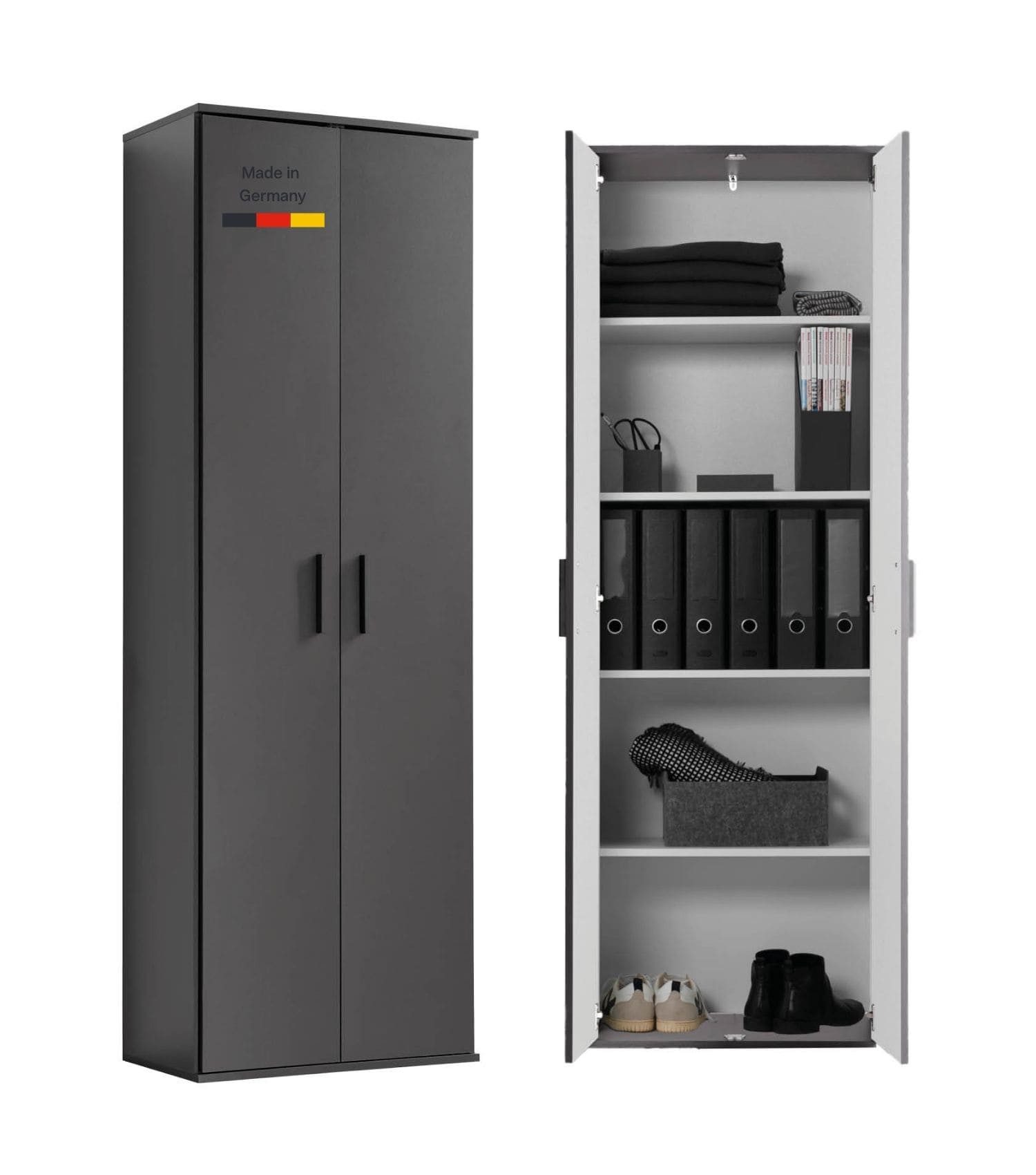 mokebo Mehrzweckschrank Der Lange (60x180 cm, mit 4 Einlegeböden) Made in Germany Schrank