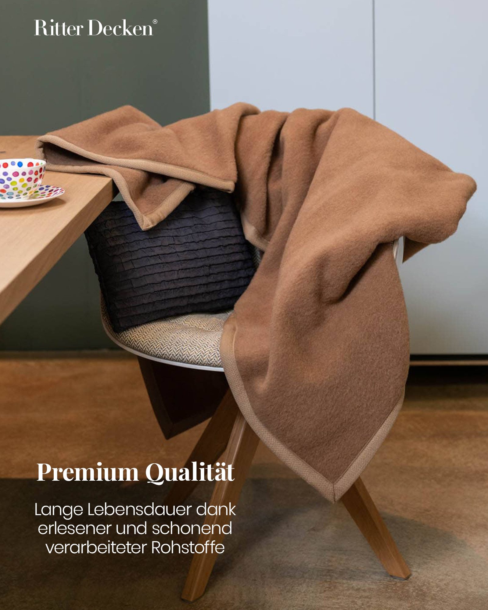 Wohndecke Extraweiche Wolldecke Mandarin aus einem feinen Kamelhaar-Merino Mix, Ritter Decken, Kamelhaardecke, 50% Kamelhaar, 50% Merino, weitere Größen & Farbe – Bild 4 von 5