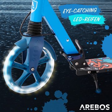 Arebos Tretroller Cityroller Tretroller mit LED Reifen, höhenverstellbar, klappbar