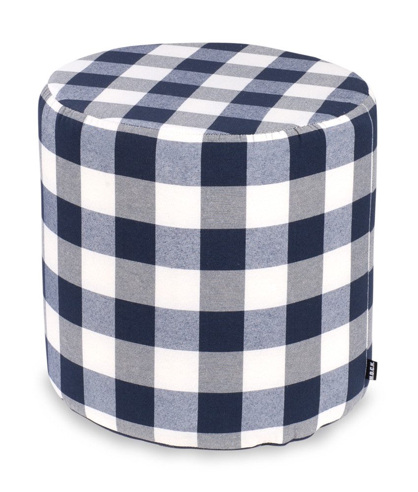 H.O.C.K. Sitzhocker H.O.C.K. Karo Mix Hocker rund Pouf ø45x45cm Hotel blau, Hocker, Barhocker & Sitzhocker, Schminktischhocker, Wohnzimmer Hocker
