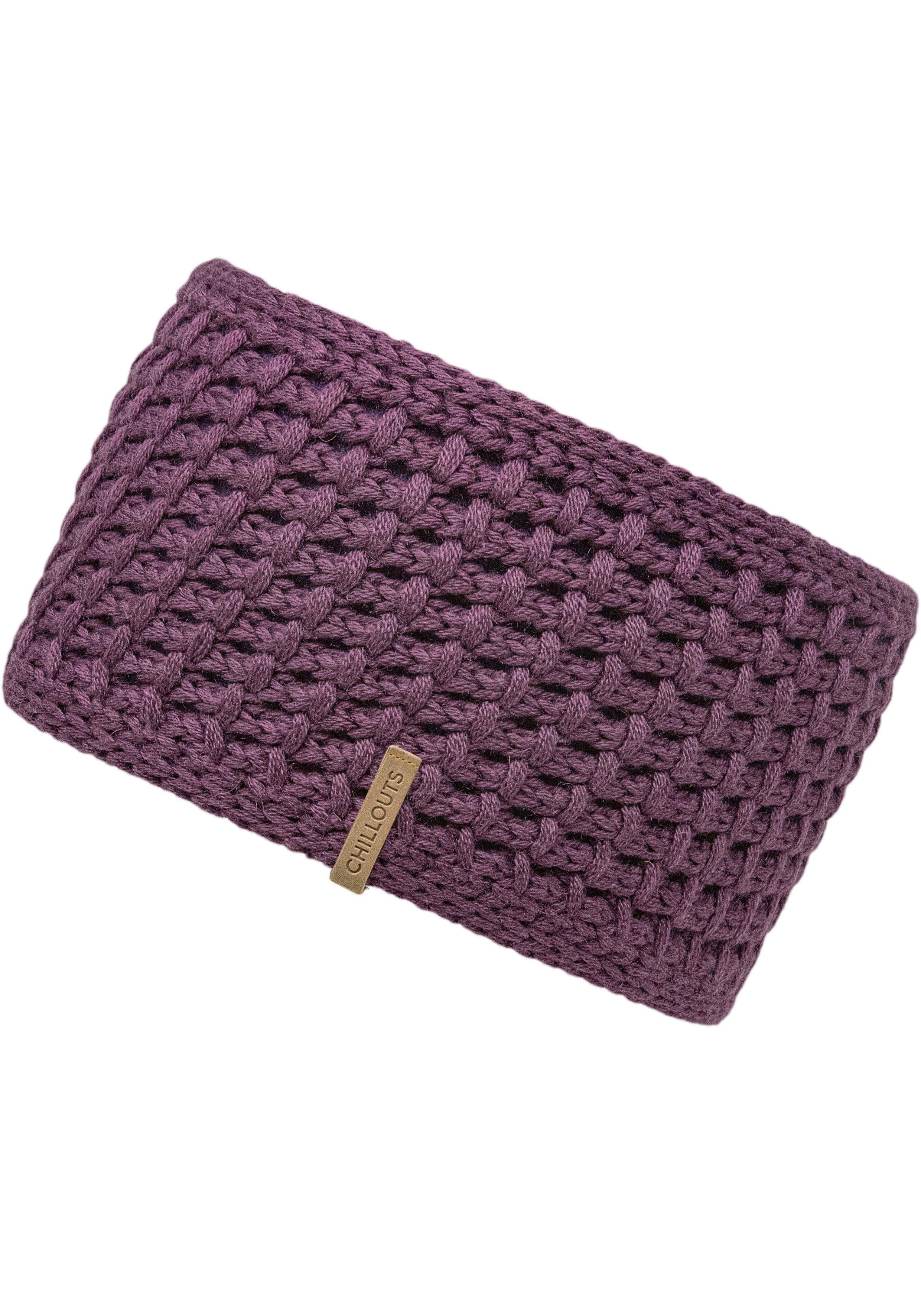 chillouts Stirnband Cleo Headband auffallendes Strickmuster, gefüttert plum