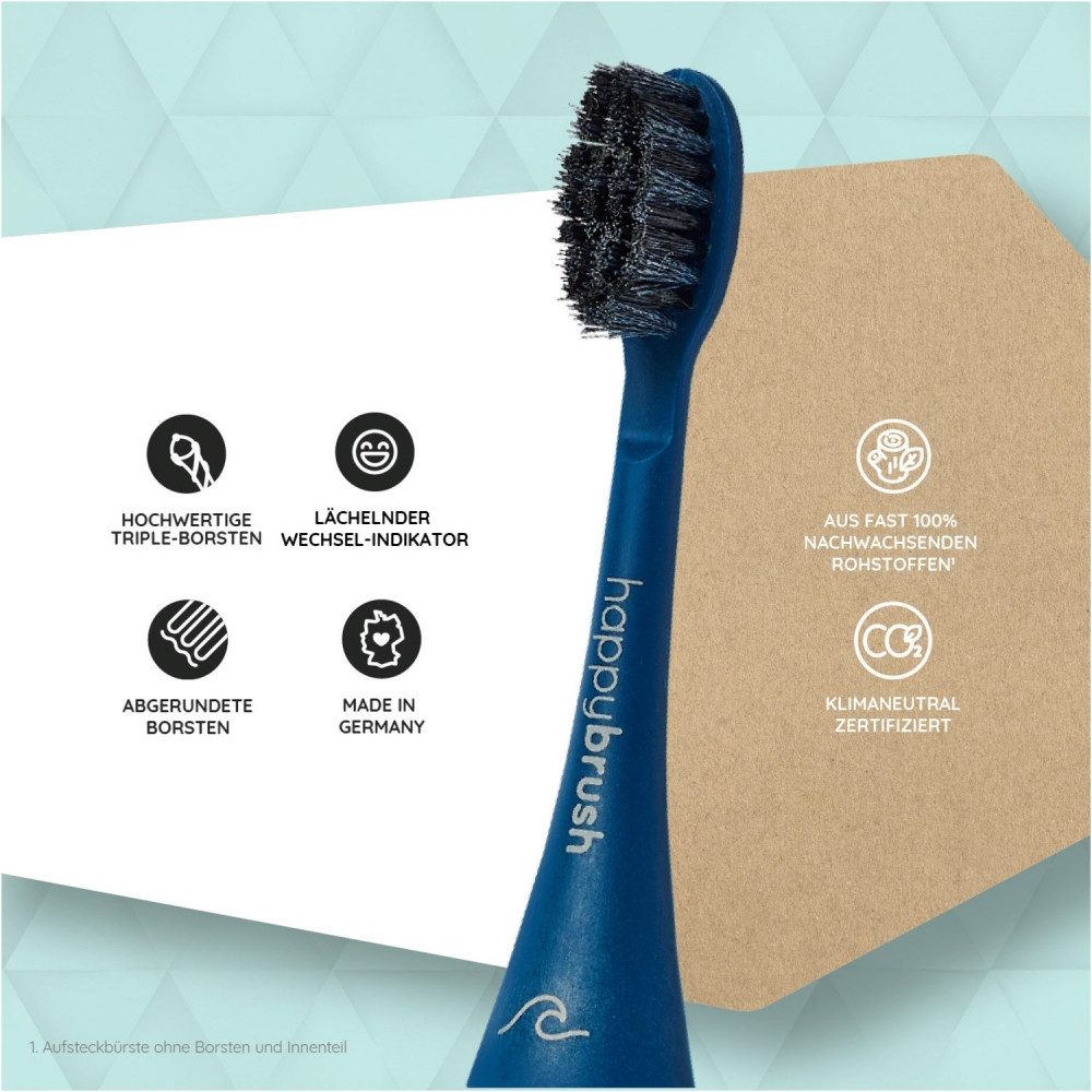 happybrush Zahnbürste happybrush ECO VIBE 3+ Aufsteckbürsten Ocean