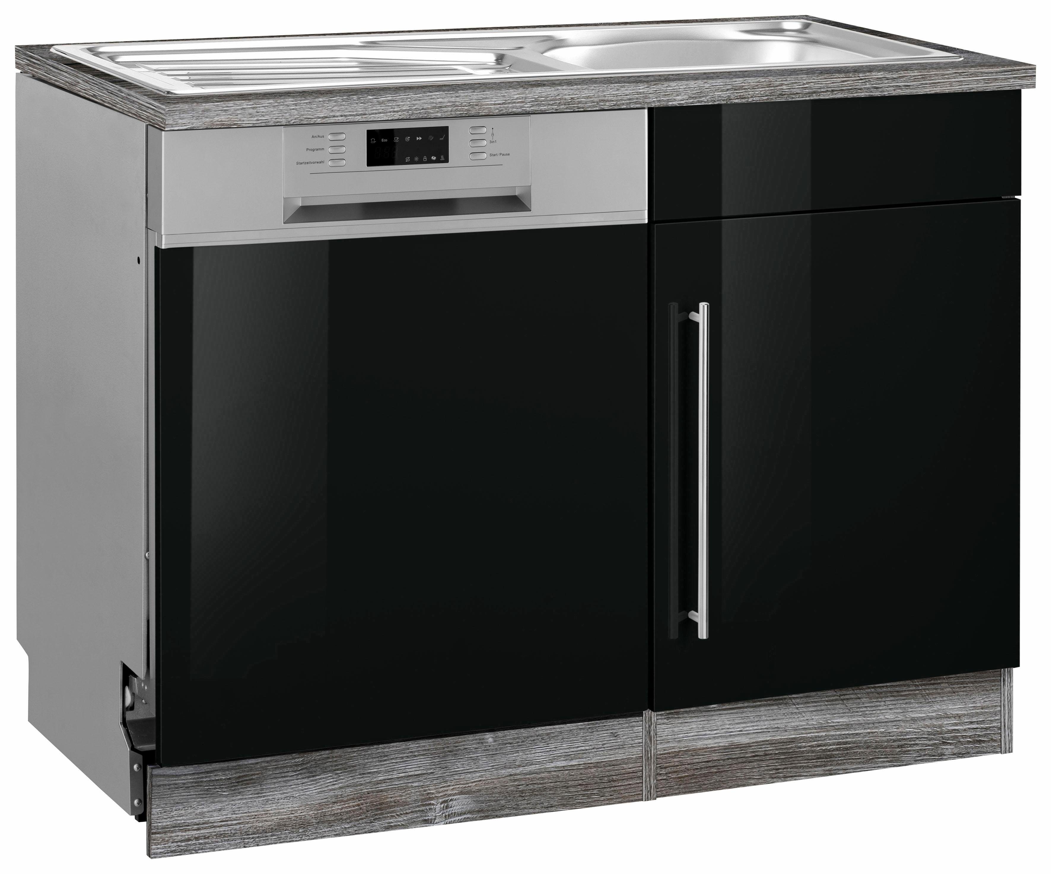 KOCHSTATION Spülenschrank KS-Samos 110 cm breit, inkl. Tür/Sockel für Geschirrspüler