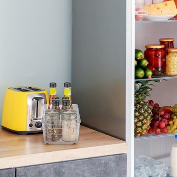 relaxdays Frischhaltedose Kühlschrank Organizer mit Griffen, Kunststoff