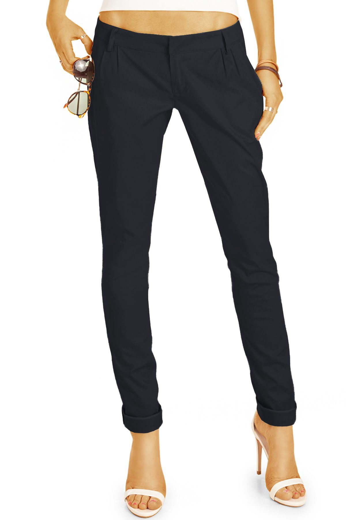 be styled Chinohose STYLED - Damen - - BE mit Stoffhose, Chinos h20a schwarz Stretch Hüfthose Tapered