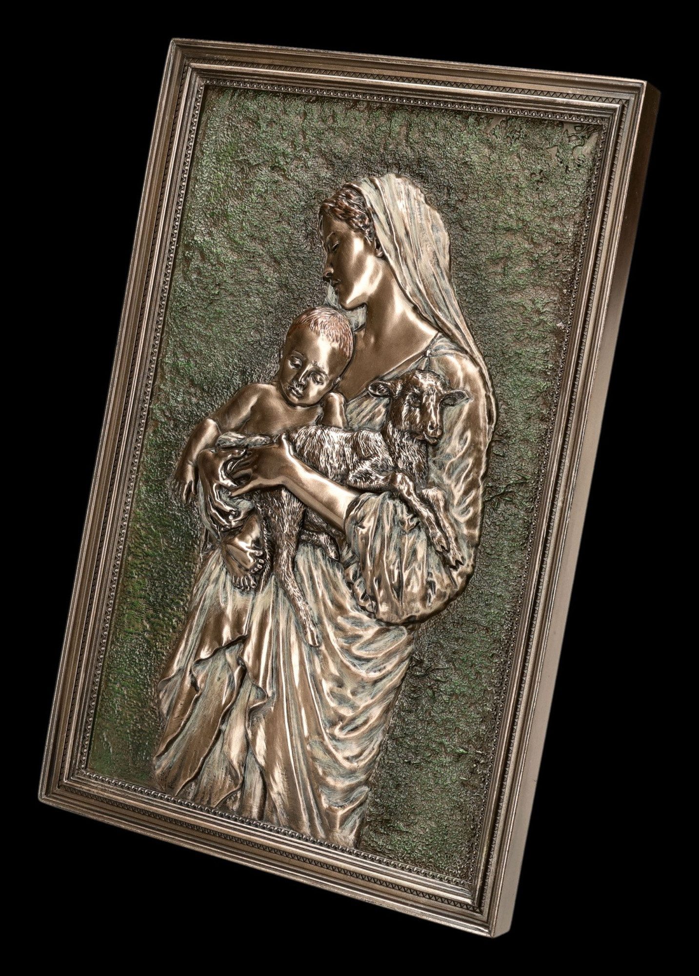 Figuren Shop GmbH Wanddekoobjekt Madonna mit Kind Wandrelief – Sakrale Figur Maria 23 cm Wandbild Deko