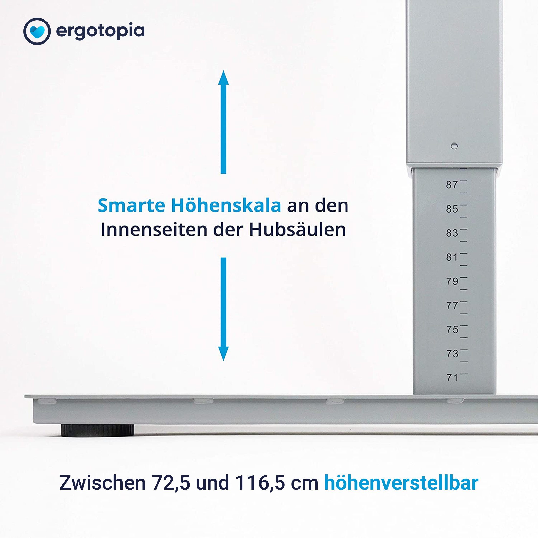 Budget Ergotopia durch für verstellbar gängigen Höhenverstellbarkeit verstellbares Grau Kurbel Kurbel Per Breite Desktopia Tischgestell, Schreibtisch Tischplatten, Schreibtisch, Höhenverstellbarer alle