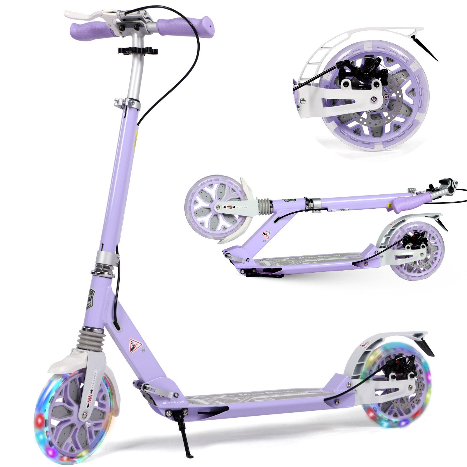H.yeed Tretroller Kickscooter für Kinder ab 8–12 Jahren, mit Scheibenbremsen, Cityroller für Erwachsene mit Stoßdämpfung