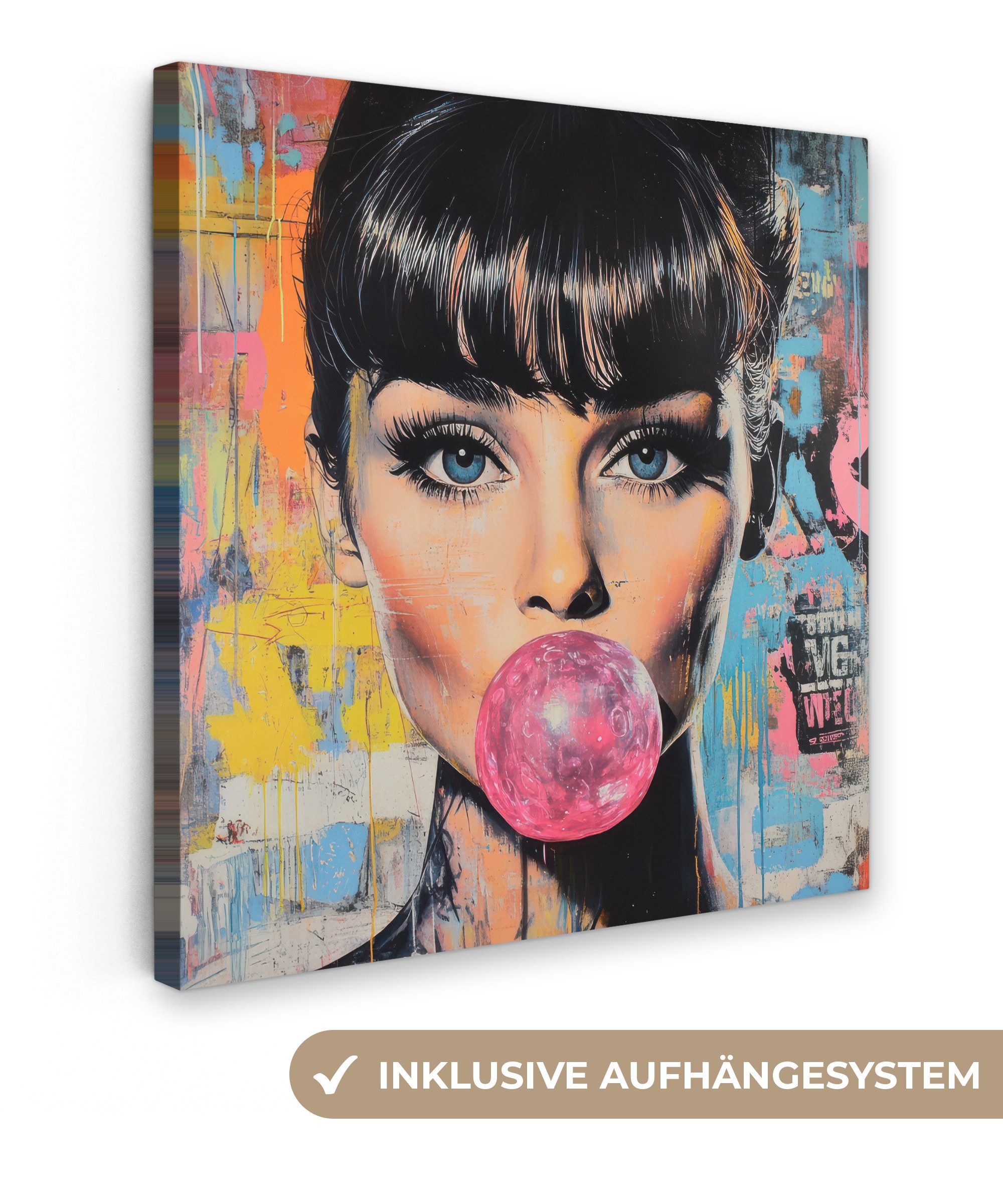 OneMillionCanvasses® Leinwandbild Kaugummi - Frau - günstig online kaufen