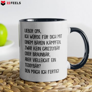 22Feels Tasse Opa Geschenk Geburtstag Grossvater Rentner Kaffeetasse Männer Familie, Keramik, Made in Germany, Spülmaschinenfest, Zweifarbig