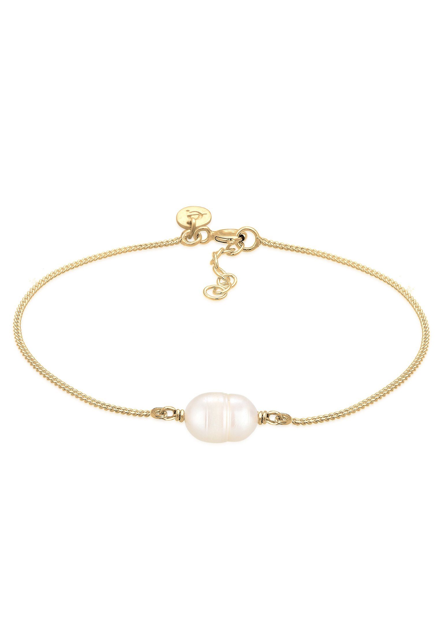 Elli Premium Perlenarmband Barock Süßwasserzuchtperle Weiß 925 Sterling Silber vergoldet