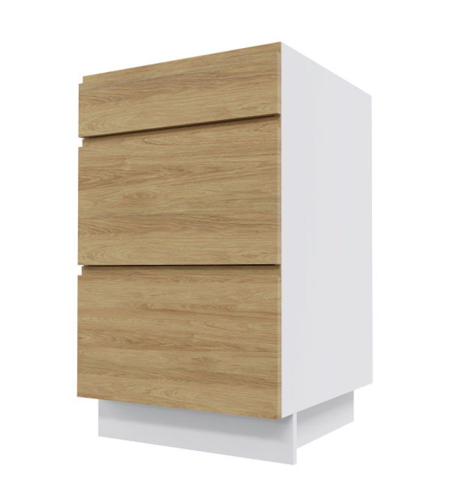 Feldmann-Wohnen Auszugsunterschrank Arezzo (1-St) 50x50x82cm grifflos weiß - Vicenca Eiche (AZ-D3M/50)