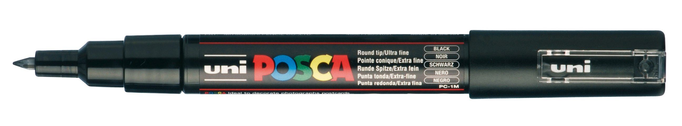 POSCA Marker Marker PC-1MC, Lichtecht, Wasserbasis, Geruchsneutral, Wasserverdünnbar Schwarz