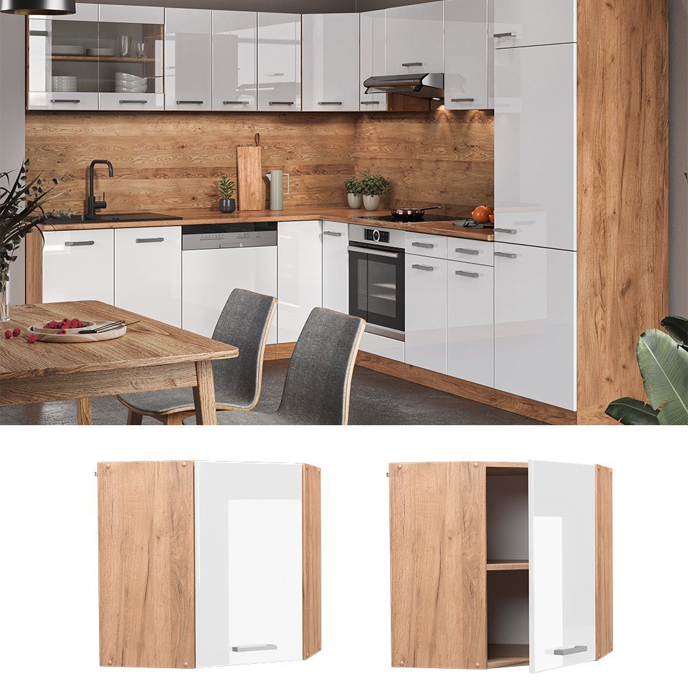 Vicco Eckhängeschrank R-Line, Weiß Hochglanz/Goldkraft Eiche, günstig online kaufen